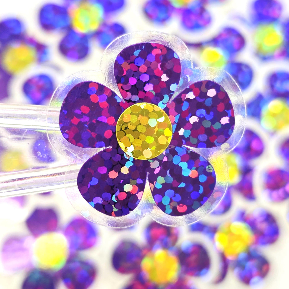 Purple Retro Flower Die-Cut Stickers.