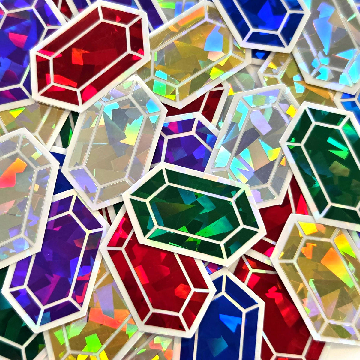 Gold Rupee Gems Die Cut Sticker Set, sparkly treasure stickers for gamers, tumblers, journals, scrapbooks and crafts