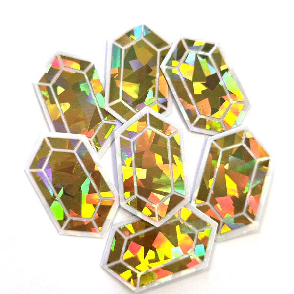 Purple Rupee Gems Die Cut Sticker Set, sparkly amethyst treasure stickers for gamers, tumblers, journals, scrapbooks and crafts