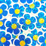 Blue Retro Flower Die-Cut Stickers.