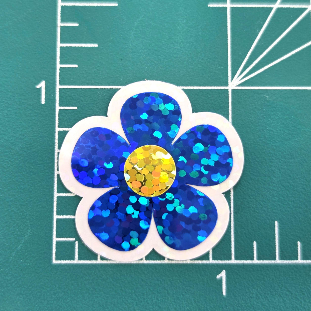 Blue Retro Flower Die-Cut Stickers.