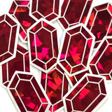 Red Rupee Gems Die Cut Sticker Set, multicolor sparkly stickers for gamers, tumblers, journals, scrapbooks and crafts