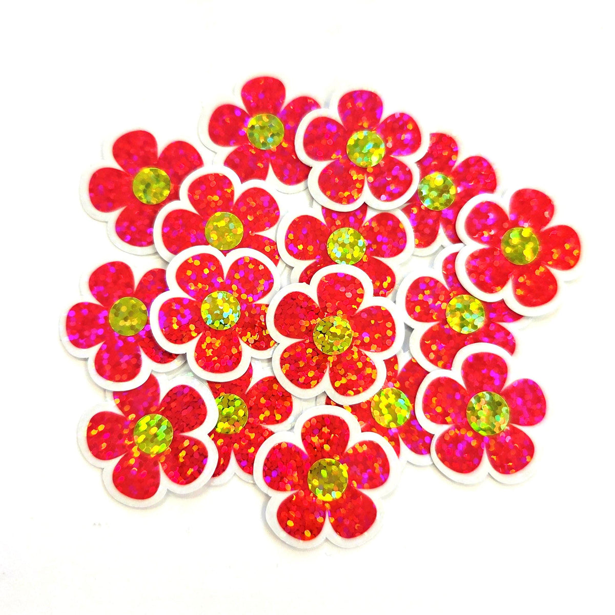 Neon Pink Retro Flower Die-Cut Stickers.