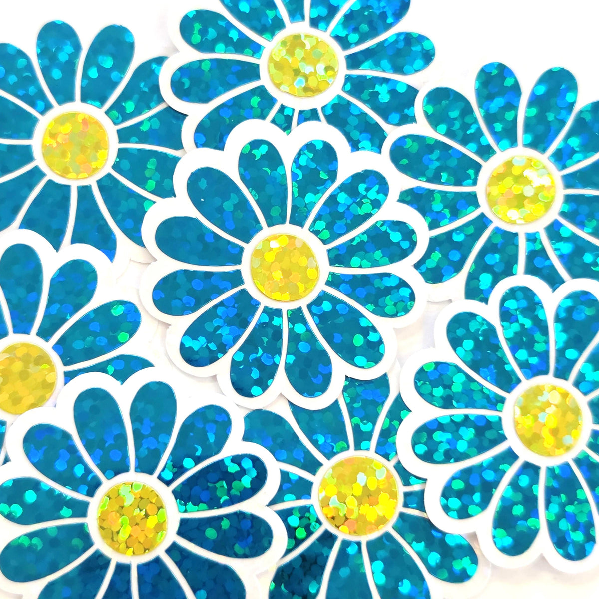 Turquoise Daisy Flower Die-Cut Sticker Set