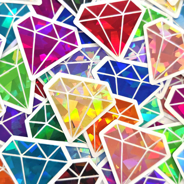 Emerald Green Diamond Gems Die Cut Sticker Set, multicolor sparkly stickers for tumblers, journals, scrapbooks and crafts