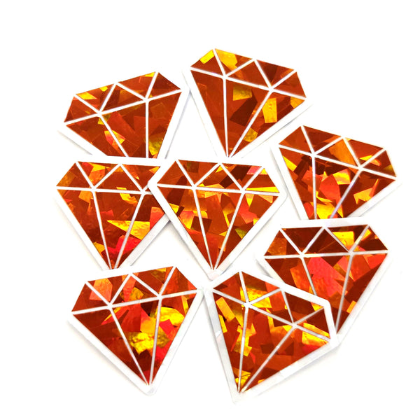 Turquoise Diamond Gems Die Cut Sticker Set, multicolor sparkly stickers for tumblers, journals, scrapbooks and crafts