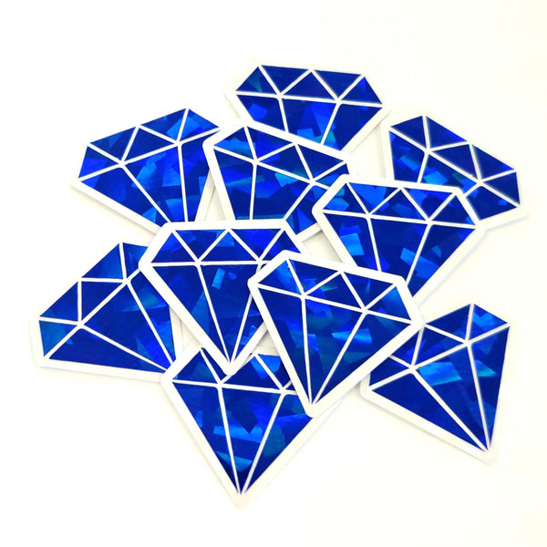 Light Blue Diamond Gems Die Cut Sticker Set, multicolor sparkly stickers for tumblers, journals, scrapbooks and crafts