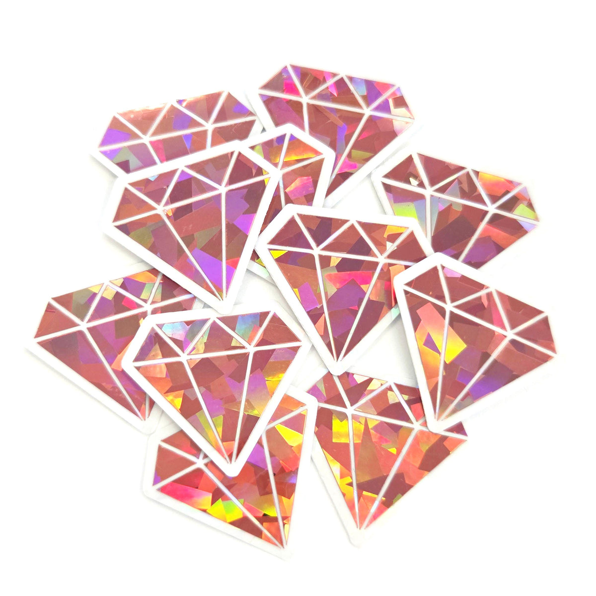 Hot Pink Diamonds Die Cut Sticker Set, multicolor sparkly stickers for tumblers, journals, scrapbooks and crafts