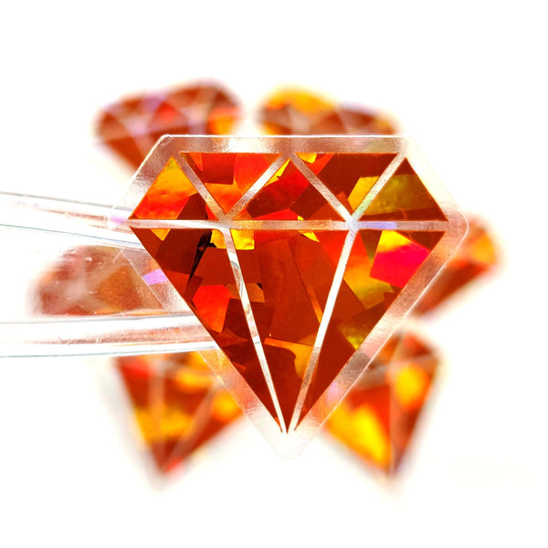 Orange Diamond Gems Die Cut Sticker Set, multicolor sparkly stickers for tumblers, journals, scrapbooks and crafts