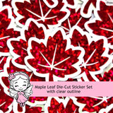 Maple Leaf Die-Cut Sticker Set for Autumn and Halloween craft projects, fall seasonal decor, ID badge stickers