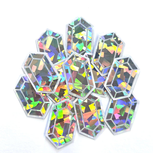 Blue Rupee Gems Die Cut Sticker Set, sparkly sapphire stickers for gamers, tumblers, journals, scrapbooks and crafts