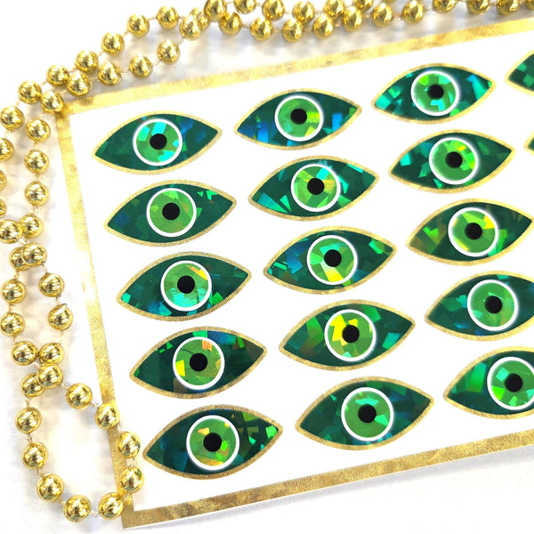 Purple Eyes Sticker Sheet, set of 20 sparkly evil eye stickers for good luck spiritual protection symbol, karma charm, third eye stickers