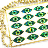 Green Eyes Sticker Sheet, set of 20 sparkly evil eye stickers for good luck spiritual protection symbol, karma charm, third eye stickers