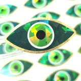 Green Eyes Sticker Sheet, set of 20 sparkly evil eye stickers for good luck spiritual protection symbol, karma charm, third eye stickers