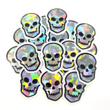 Sparkly Skulls Die Cut Sticker Set for Halloween, spooky season crafts