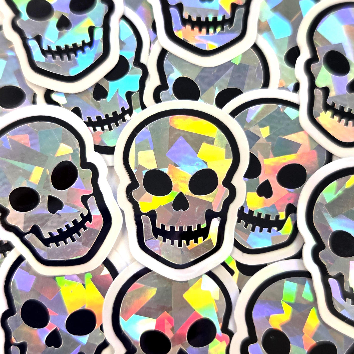 Sparkly Skulls Die Cut Sticker Set for Halloween, spooky season crafts
