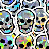 Holographic Skulls Die Cut Sticker Set for Halloween, spooky season crafts