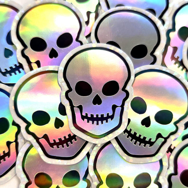 Holographic Skulls Die Cut Sticker Set for Halloween, spooky season crafts