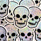 Holographic Skulls Die Cut Sticker Set for Halloween, spooky season crafts