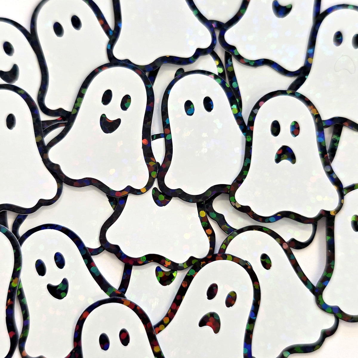 Ghosts Die Cut Sticker Set for Halloween crafts, Trick or Treat bags, spooky season stickers.