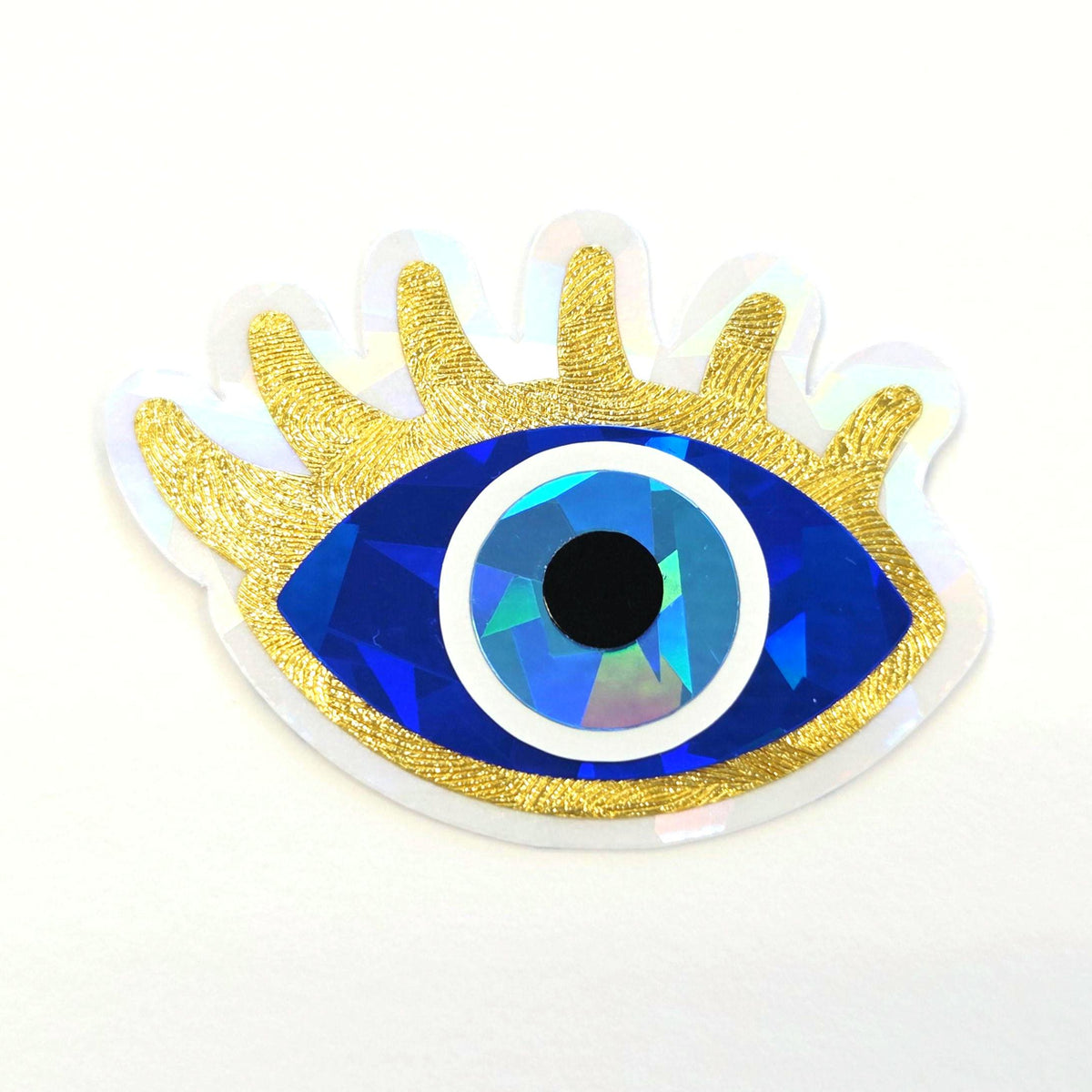 Blue Evil Eye with Gold Lashes, Die Cut Sticker Set for autumn crafts, mystical decor, good luck symbol.