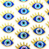Blue Evil Eye with Gold Lashes, Die Cut Sticker Set for autumn crafts, mystical decor, good luck symbol.