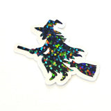 Witch Silhouette Die Cut Sparkly Sticker Set for Halloween spooky season crafts, tumblers, ID badge stickers