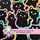 Black Cat Die Cut Sticker Set for Halloween Crafts, Pet Food Containers, Journals and Scrapbook Pages.