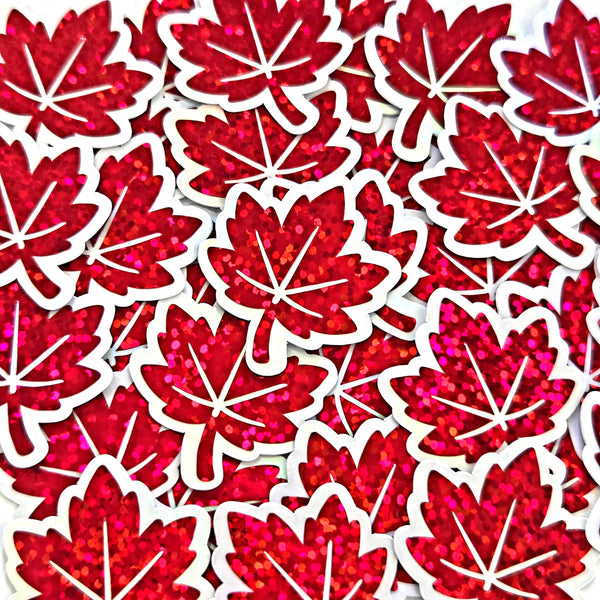 Maple Leaf Die-Cut Sticker Set for Autumn and Halloween craft projects, fall seasonal decor, ID badge stickers