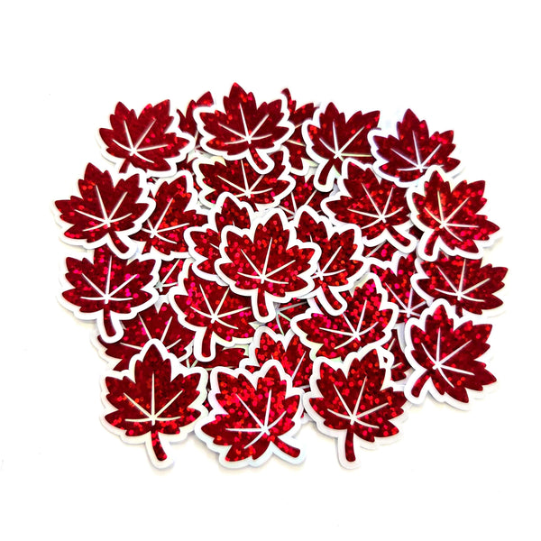 Maple Leaf Die-Cut Sticker Set for Autumn and Halloween craft projects, fall seasonal decor, ID badge stickers