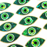 Green Eyes Sticker Sheet, set of 20 sparkly evil eye stickers for good luck spiritual protection symbol, karma charm, third eye stickers