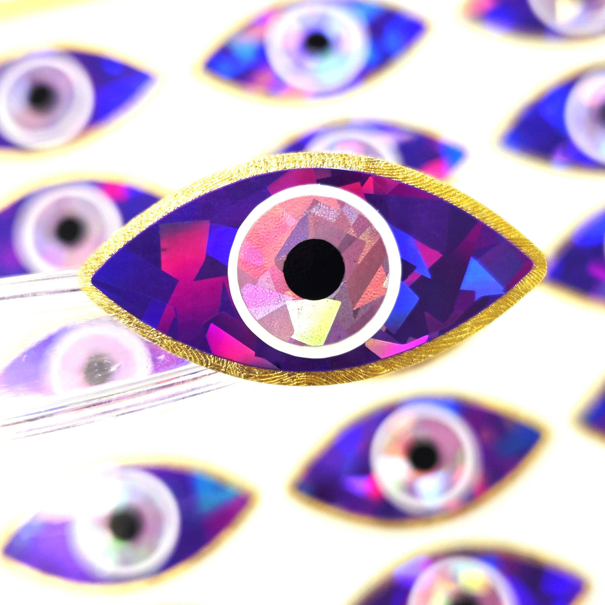 Purple Eyes Sticker Sheet, set of 20 sparkly evil eye stickers for good luck spiritual protection symbol, karma charm, third eye stickers
