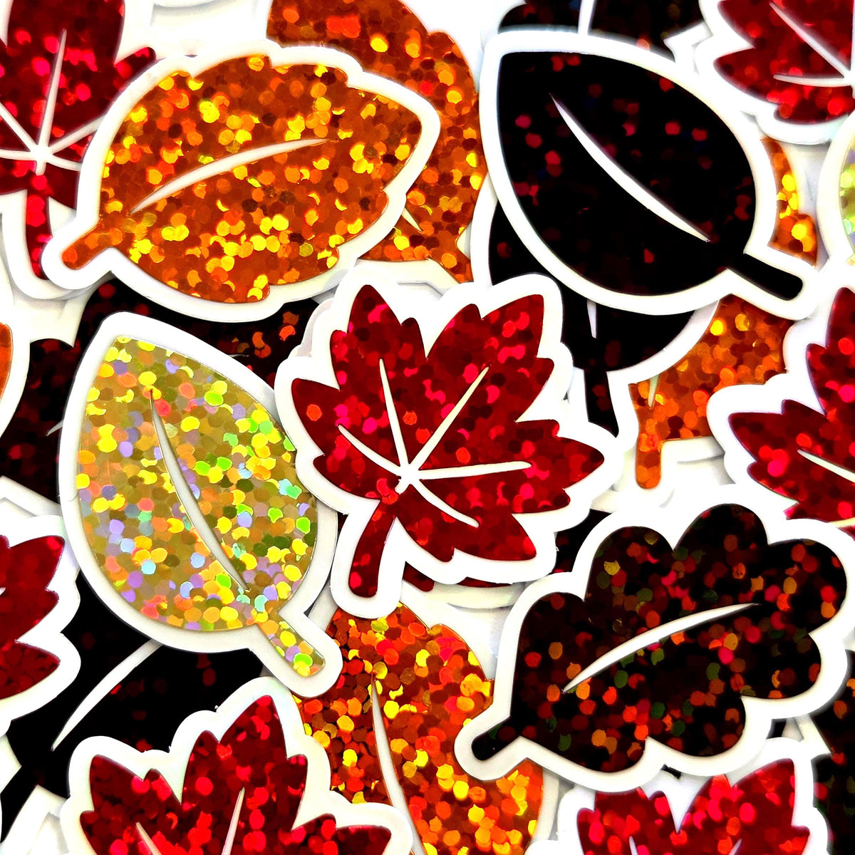Glitter Fall Leaves Die Cut Stickers, Autumn Journal Planner Embellishments
