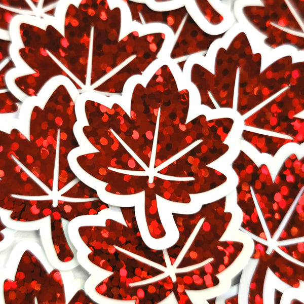 Glitter Fall Leaves Die Cut Stickers, Autumn Journal Planner Embellishments