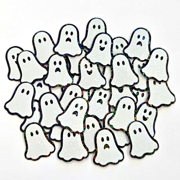 Ghosts Die Cut Sticker Set for Halloween crafts, Trick or Treat bags, spooky season stickers.
