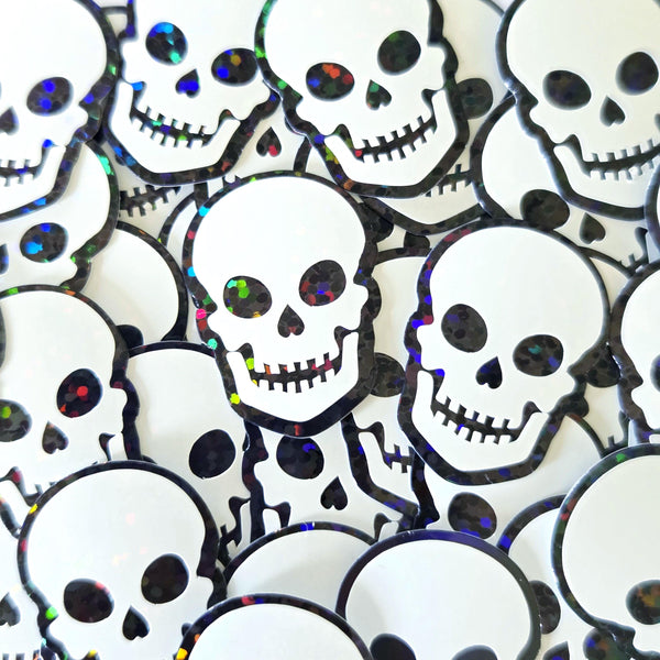 Black and White Skulls Die Cut Sticker Set for Halloween, spooky season crafts