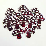 Burgundy Mushrooms Die Cut Sticker Set, New Dark Red Glitter Woodland Toadstools for fairycore decor