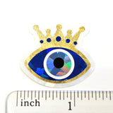 Blue Evil Eyes with Gold Crown Die Cut Sticker Set for autumn crafts, mystical decor, good luck symbol.