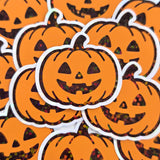 Pumpkins Die Cut Sticker Set, Halloween Jack O Lantern glitter decals for teachers, journals, spooky season decor.