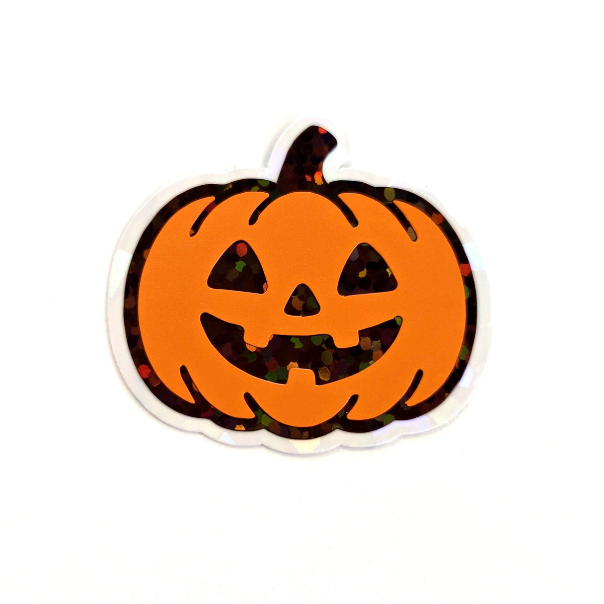 Pumpkins Die Cut Sticker Set, Halloween Jack O Lantern glitter decals for teachers, journals, spooky season decor.