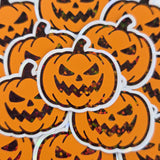 Set of Halloween Pumpkins Die Cut Stickers, Jack O Lantern glitter decals for teachers, journals, fall season decor.