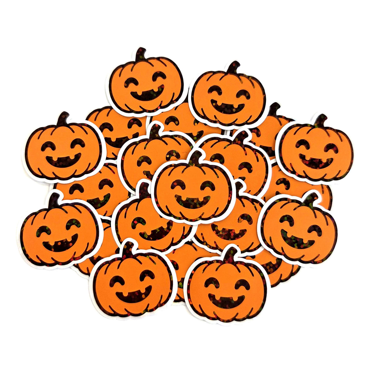 Cute Halloween Pumpkins Die Cut Sticker Set, Jack O Lantern glitter decals for teachers, journals, fall season decor.