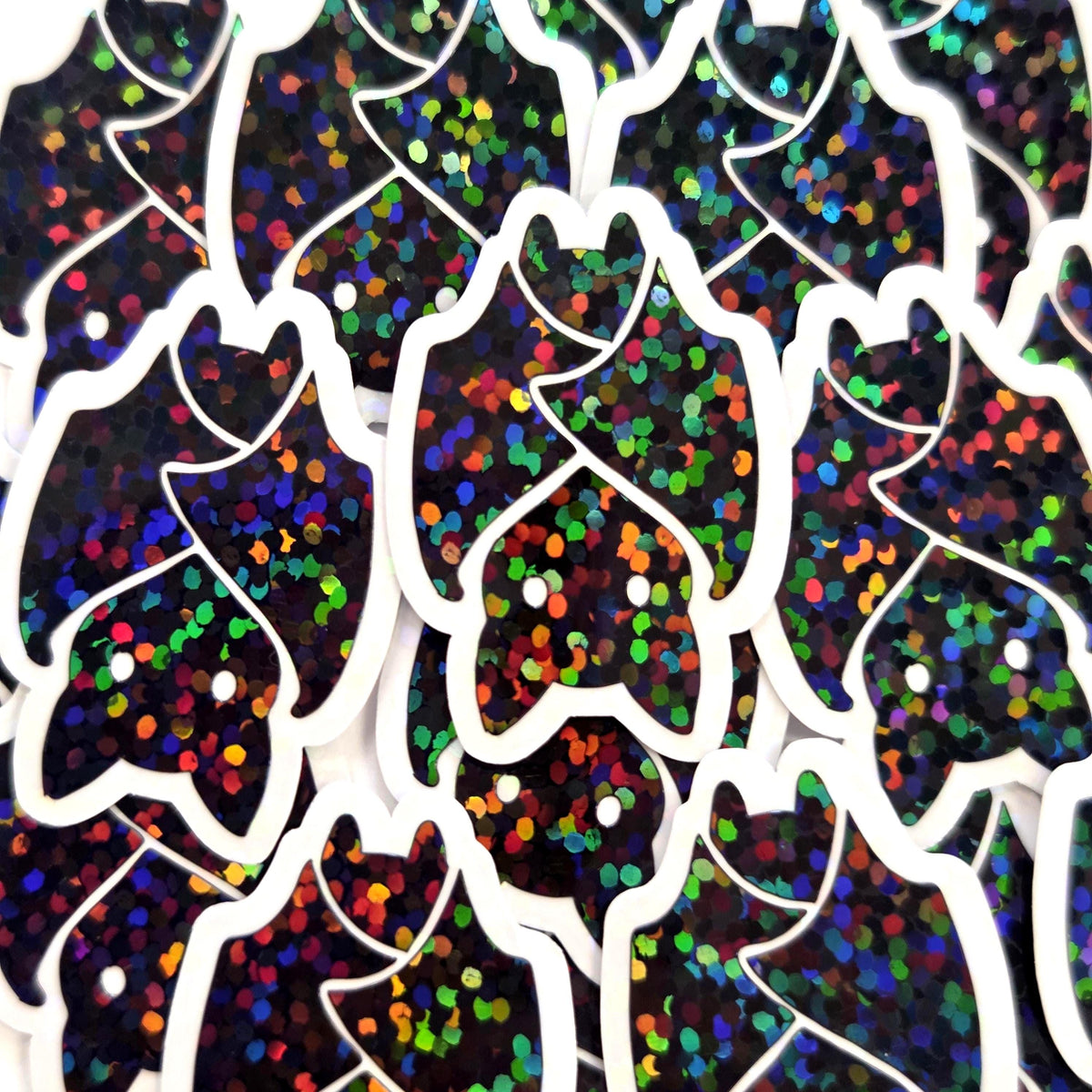 Hanging Black Bats Die Cut Sparkly Sticker Set for Halloween, spooky season crafts