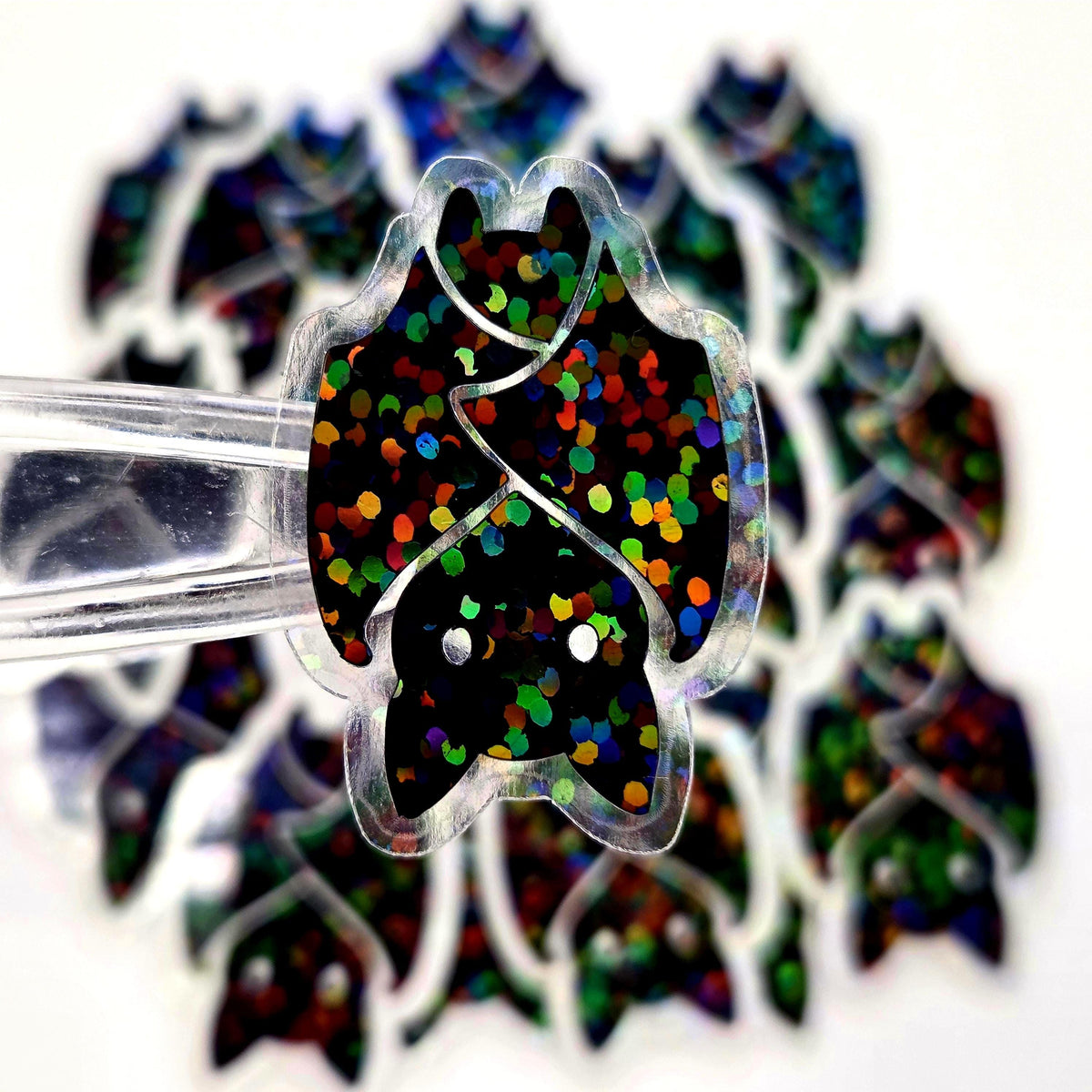 Hanging Black Bats Die Cut Sparkly Sticker Set for Halloween, spooky season crafts