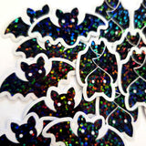 Hanging Black Bats Die Cut Sparkly Sticker Set for Halloween, spooky season crafts