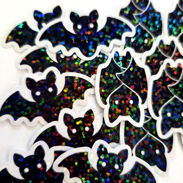 Hanging Black Bats Die Cut Sparkly Sticker Set for Halloween, spooky season crafts