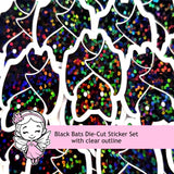 Hanging Black Bats Die Cut Sparkly Sticker Set for Halloween, spooky season crafts