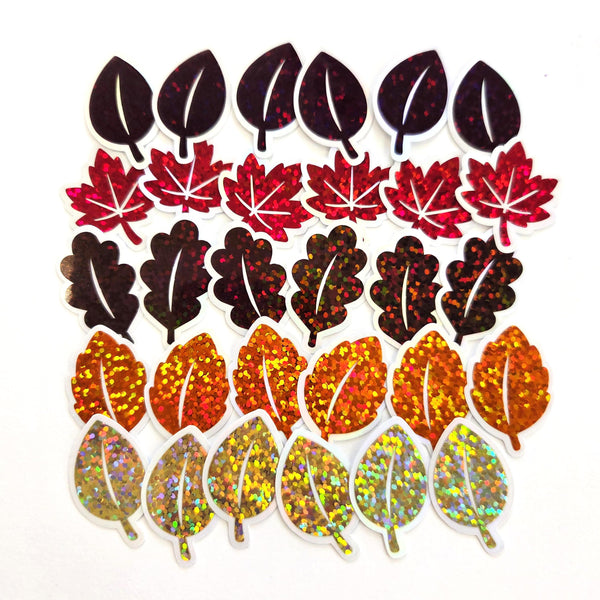 Glitter Fall Leaves Die Cut Stickers, Autumn Journal Planner Embellishments