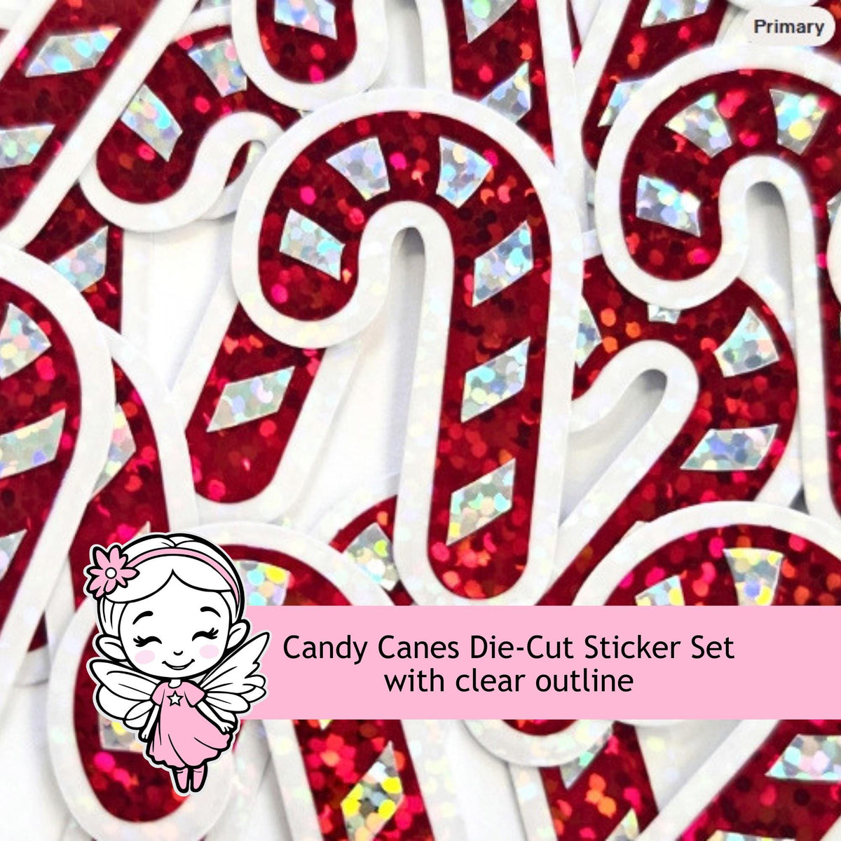 Christmas Candy Canes Die Cut Sticker Set for holidays crafts, projects, scrapbook page embellishments.
