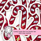 Christmas Candy Canes Die Cut Sticker Set for holidays crafts, projects, scrapbook page embellishments.
